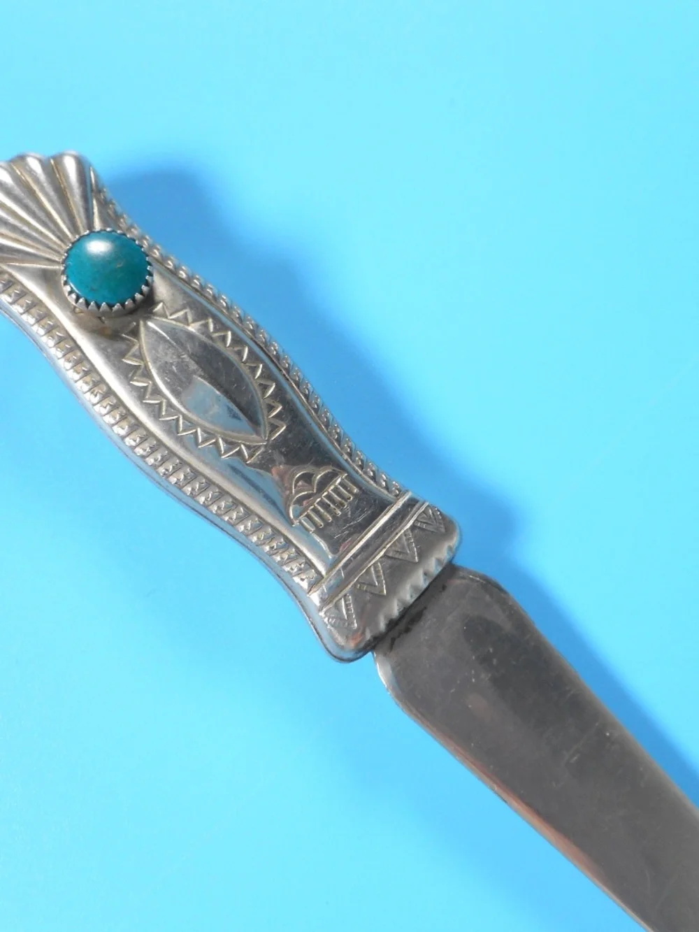 VTG Native American Navajo Letter Opener Sterling Silver Turquoise Stone RARE
